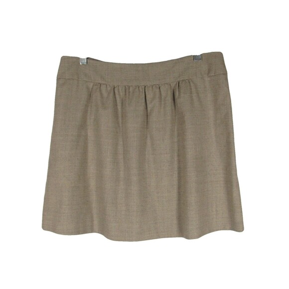 Cute J Crew Mini Skirt 8 Beige Wool Blend Stretch Lined Gathered Fall Winter - Picture 1 of 4